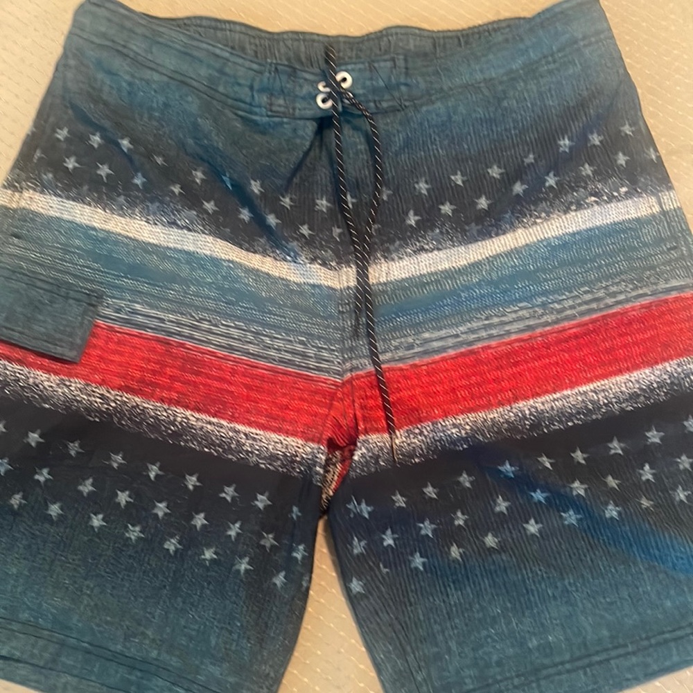 American flag swim trunks